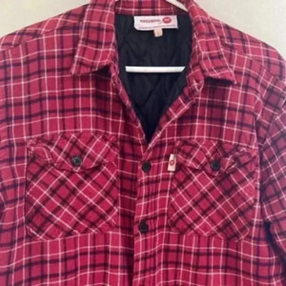 Men's Red Plaid Button-Up Jacket - Picture 3 of 6